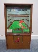 MASTERMATIC 'MASTER FOOTBALL' WALL MOUNTED PENNY SLOT MACHINE, in wooden case with glazed front, H