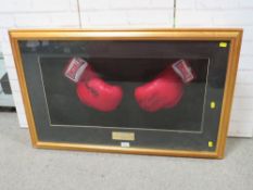 FRAMED HENRY COOPER AND NIGEL BENN BOXING GLOVES, both autographed
