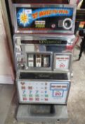A VINTAGE ARISTOCRAT KINGSWAY '27 WAYS TO WIN ONE' ARMED BANDIT, three reel machine, H 79 cm