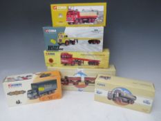 A TRAY OF MIXED BOXED DIE CAST VEHICLES, to include Corgi Houseman AEC Mercury truck and trailer