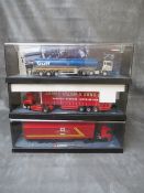 THREE CORGI 1:50 SCALE ARTICULATED LORRIES AND TRAILERS IN HARDCASE PLASTIC BOXES, to include