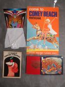 A VINTAGE CONEY BEACH PORTHCAWL PLEASURE BEACH POSTER, depicting a girl on a fairground galloper, 50