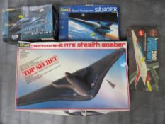 FOUR BOXED MODEL KITS, to include Revell 1:72 scale BZATB Stealth Bomber, Airfix Orion 2001