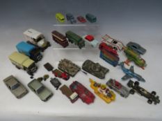 A TRAY OF PLAYWORN DIE CAST TO INCLUDE DINKY UFO INTERCEPTOR, Dinky Hawker Siddeley aeroplane, Corgi