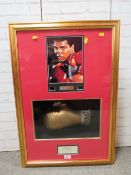 A FRAMED MUHAMMAD ALI GLOVE AND PHOTOGRAPH, both items signed