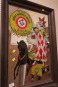 A VINTAGE 'THE GREAT ARM & HAMMER BRAND SODA, CHURCH & Co. NEW YORK ADVERTISING MIRROR, depiciting a