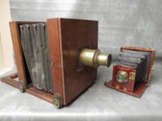 TWO LATE 19TH CENTURY PLATE CAMERAS, to include a large 10