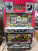 A JAPANESE KING CAMEL ELECTRONIC SLOT MACHINE, with large quantity of tokens (No key)