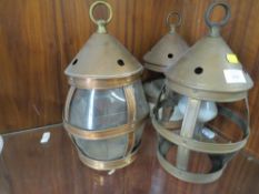 THREE UNUSUAL COPPER LANTERNS A/F