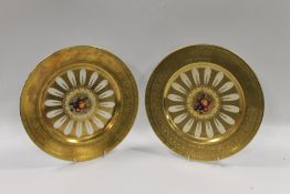 TWO AYNSLEY 'ORCHARD GOLD' GILDED CABINET PLATES - SIGNED