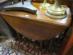 AN OAK BARLEYTWIST DROPLEAF TABLE PLUS A SMALL DROPLEAF TABLE