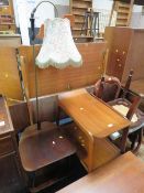 A MID CENTURY SERVING TROLLEY, COFFEE TABLE AND OCCASIONAL LAMP TABLE (3)