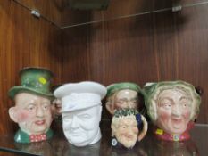 A SELECTION OF ASSORTED CHARACTER JUGS TO INCLUDE WINSTON CHURCHILL