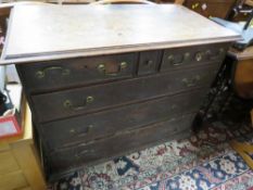 A GEORGIAN OAK CHEST OF SIX DRAWERS - W 100 CM - 'ST MARYS ABBEY'