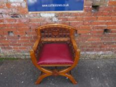 A HEAVY OAK ECCLESIASTICAL CARVED ARMCHAIR - 'ST MARYS ABBEY'