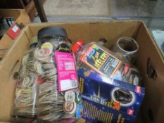 A BOX CONTAINING A LARGE QUANTITY OF POGS AND TAZOS