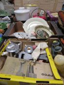 THREE TRAYS OF CERAMICS AND SUNDRIES TO INCLUDE RETRO CERAMICS