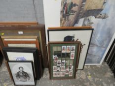 A QUANTITY OF PICTURES AND PRINTS TO INC CIGARETTE CARDS