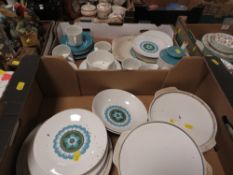 TWO TRAYS OF RETRO JG MEAKIN CAPRI TEA/DINNER WARE
