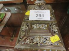 A VINTAGE BRASS TABLE INKWELL