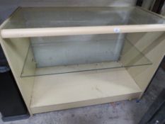 A RETAIL GLASS AND WOODEN SHOP DISPLAY CABINET
