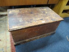 AN ANTIQUE PINE BLANKET BOX