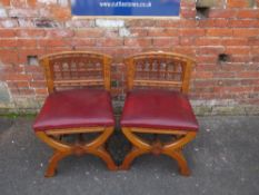 A HEAVY PAIR OF ECCLESIASTICAL OAK CARVED CHURCH STOOLS - 'ST MARYS ABBEY'