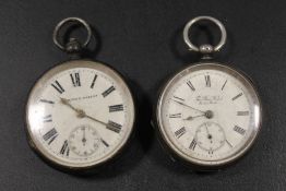 TWO SILVER CASED POCKET WATCHES, ONE SWISS MADE