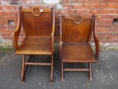 TWO ECCLESIASTICAL CARVED ARMCHAIRS - 'ST MARYS ABBEY'