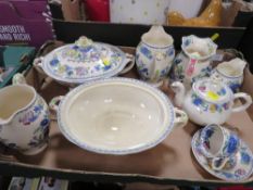A TRAY OF MASONS REGENCY TO INCLUDE LIDDED TUREEN, JUGS ETC