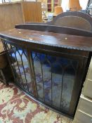 A MAHOGANY DISPLAY CABINET - NO FEET A/F