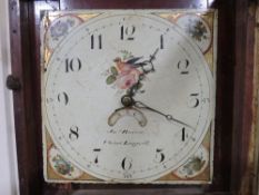 AN OAK CASED LONGCASE STYLE CLOCK BEARING NAME 'BOWEN' ON DIAL
