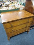A SMALL WALNUT VENEER THREE DRAWER CHEST - W 76.5 CM