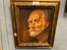 INDISTINCTLY SIGNED OIL ON CANVAS, 20TH CENTURY CONTINENTAL SCHOOL, HEAD AND SHOULDER PORTRAIT STUDY