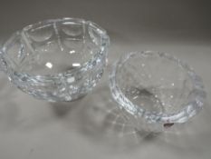 TWO SIGNED ORREFORS OF SWEDEN ART GLASS BOWLS