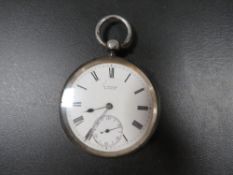 A MENS VICTORIAN SILVER CASED POCKET WATCH