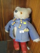 A VINTAGE WHITE PADDINGTON STYLE TEDDY BEAR