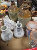 A TRAY OF ADVERTISING BOTTLES, MEDICAL BOTTLES ETC