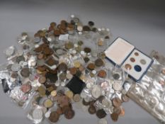 A BOX OF BRITISH AND WORLD COINS