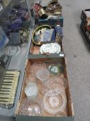 THREE TRAYS OF ASSORTED CERAMICS & GLASS ETC
