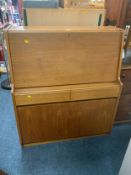 A mid-century teak bureau W 91 cm