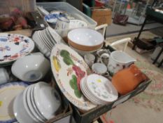 THREE TRAYS OF ASSORTED CERAMICS TO INCLUDE ROYAL CROWN DERBY ETC