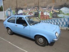 A 1980 RETRO BLUE VAUXHALL CHEVETTE 'LFK869V' PETROL 1250cc MOT UNTIL 27TH SEPT 2024 WITH LOG