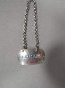 AN ANTIQUE GEORGIAN SILVER WINE LABEL 'CURRANT' HALLMARKED BIRMINGHAM 1843
