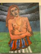 ADRIAN BAKER - 20TH CENTURY MODERNIST STUDY OF A SEMI-NUDE YOUNG FEMALE