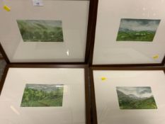A SET OF FOUR FRAMED AND GLAZED SIGNED LANDSCAPE ENGRAVINGS
