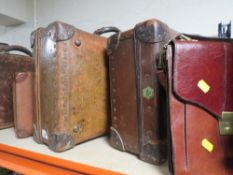 THREE PIECES OF VINTAGE LUGGAGE TOGETHER WITH A VINTAGE SATCHEL