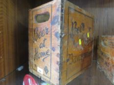 A VINTAGE DAVENPORTS WOODEN BEER BOTTLE CRATE