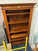 A large heavy oak open floor standing bookcase H 200 cm W 112 cm