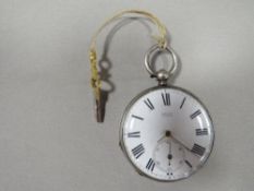 A MENS VICTORIAN SILVER CASED POCKET WATCH
